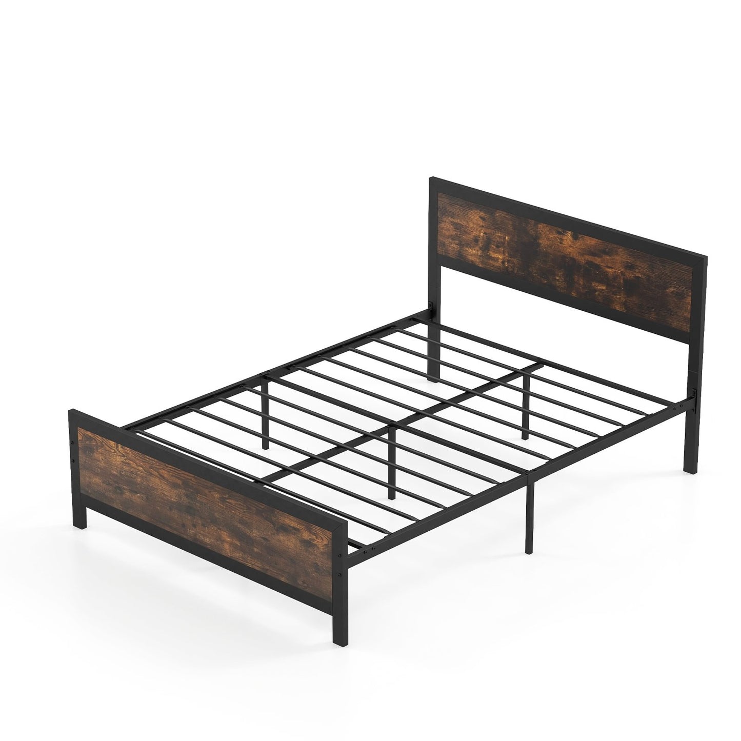 Metal Bed Frame with Headboard and Footboard-Queen Size
