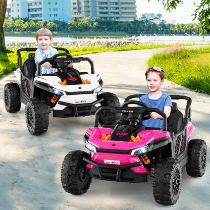 12V Kids Ride on Truck Off-Road UTV with Parental Remote and Lights-Black