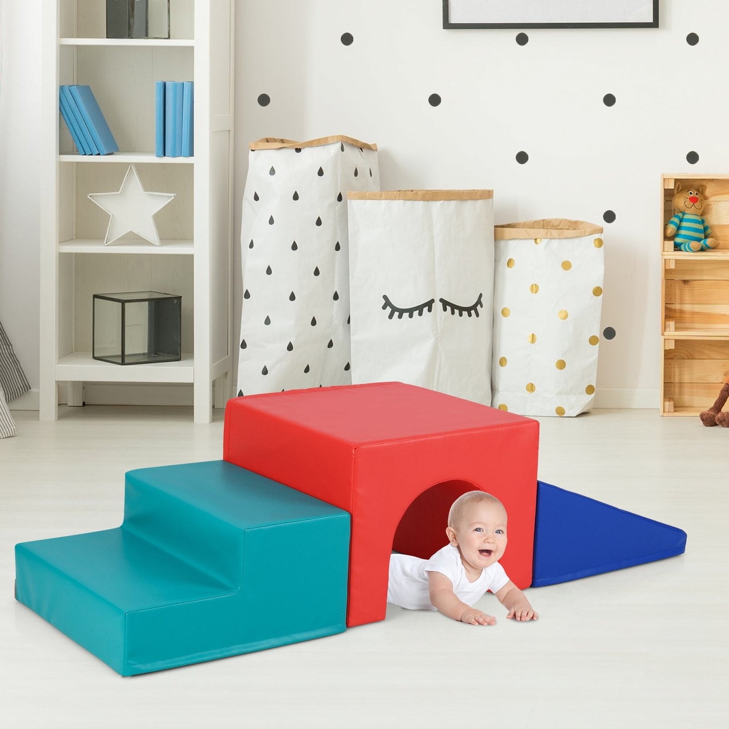 Climb and Crawl Foam Block Play Set for Infant Baby-Multicolor