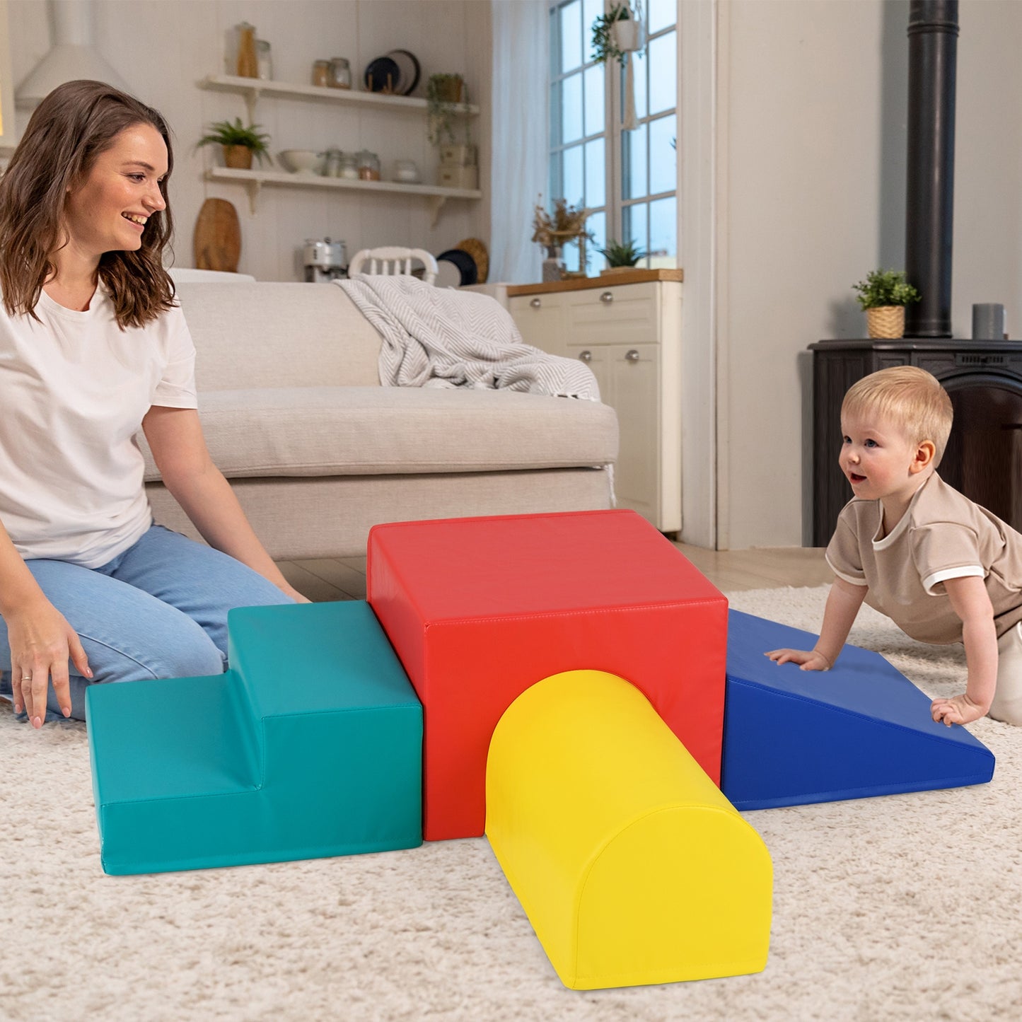 Climb and Crawl Foam Block Play Set for Infant Baby-Multicolor