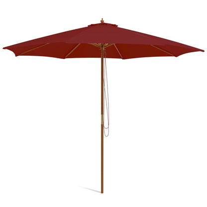 Adjustable 10 Feet Wooden Outdoor Umbrella Sunshade-Beige