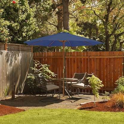 Adjustable 10 Feet Wooden Outdoor Umbrella Sunshade-Beige