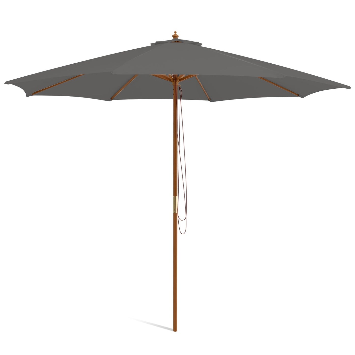 Adjustable 10 Feet Wooden Outdoor Umbrella Sunshade-Beige