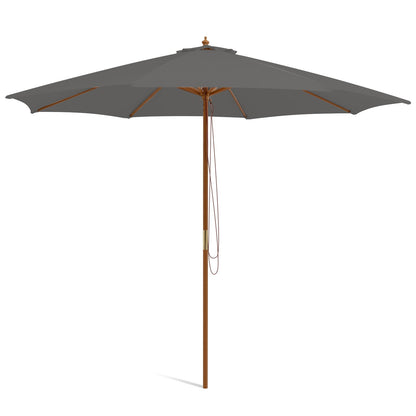Adjustable 10 Feet Wooden Outdoor Umbrella Sunshade-Beige