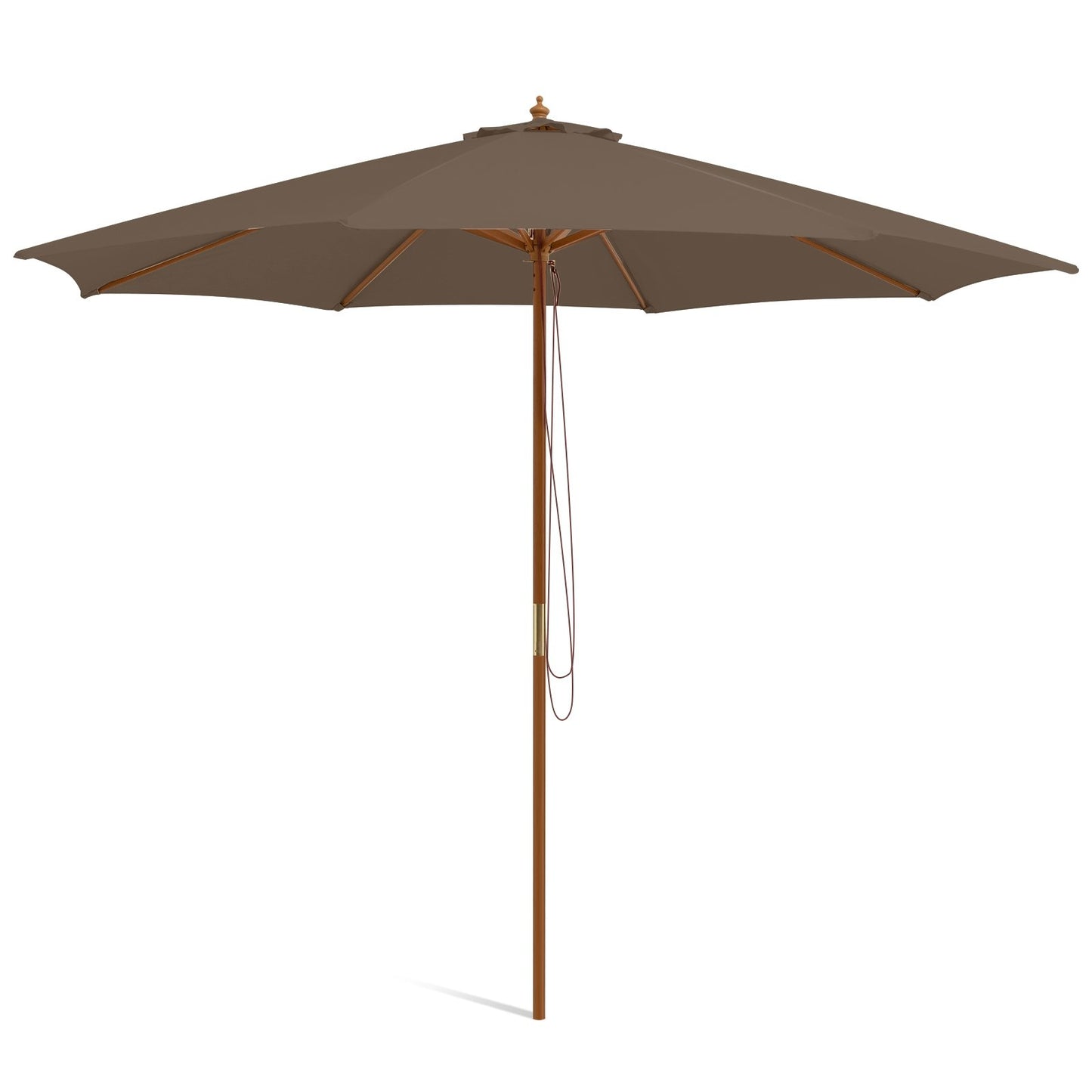 Adjustable 10 Feet Wooden Outdoor Umbrella Sunshade-Beige