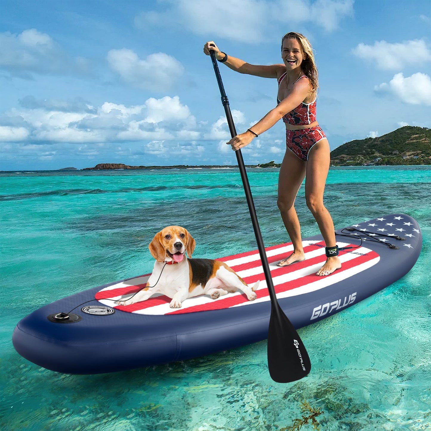 Inflatable Paddle Board with Removable Fin and Backpack-B