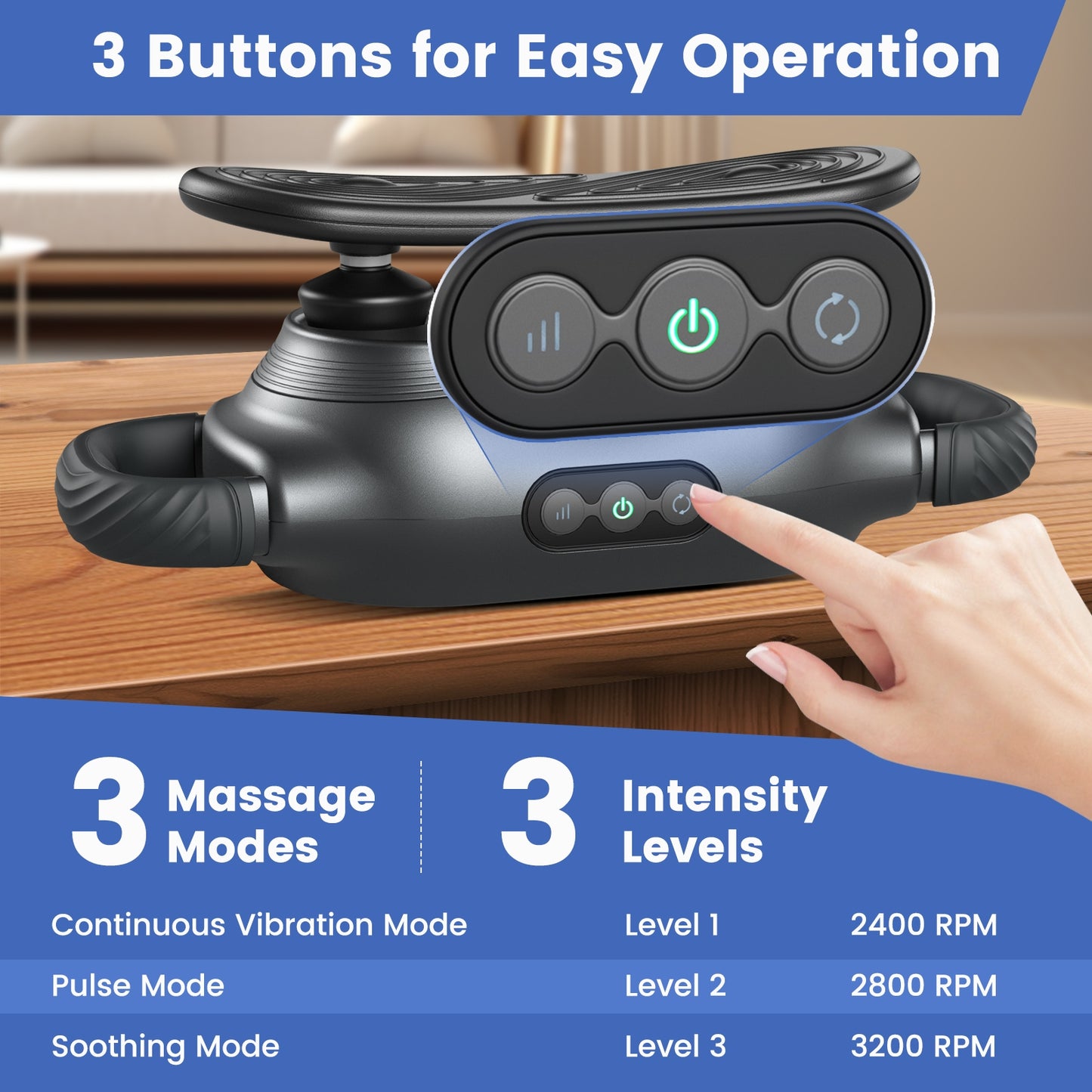 Massage Gun Deep Tissue with 3 Switchable Massage Heads and 3 Modes-Black