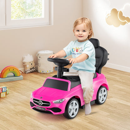 3-in-1 Ride on Push Car Mercedes-Benz Licensed Sliding Car with Canopy-Black