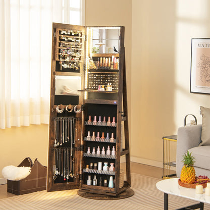 Standing Jewelry Cabinet with Adjustable LED Lights-Black