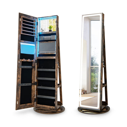 Standing Jewelry Cabinet with Adjustable LED Lights-Black