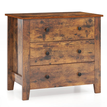3 Drawer Dresser Chest of Drawers Bedside Table-Black