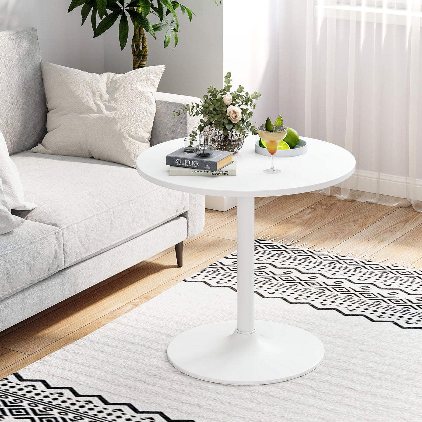 Round Bistro Table 40 Inch Bar Height Tall Coffee Cocktail Table-Set of 2