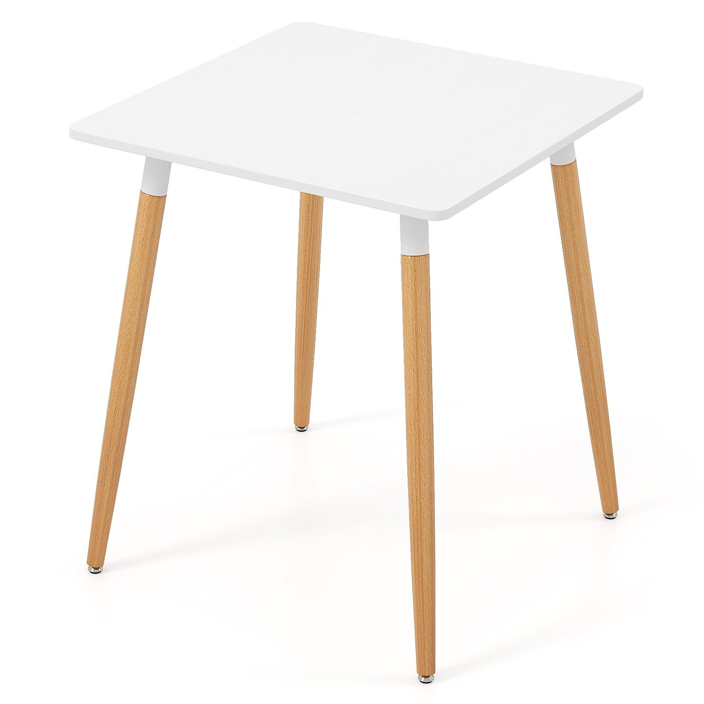 Square Dining Table with Adjustable Foot Pads for Dining Room Kitchen-White
