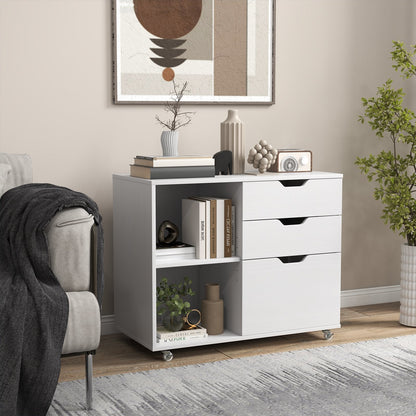 3-Drawer File Cabinet with Adjustable Shelf and Wheels for Letter-Black