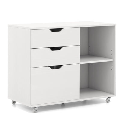 3-Drawer File Cabinet with Adjustable Shelf and Wheels for Letter-Black