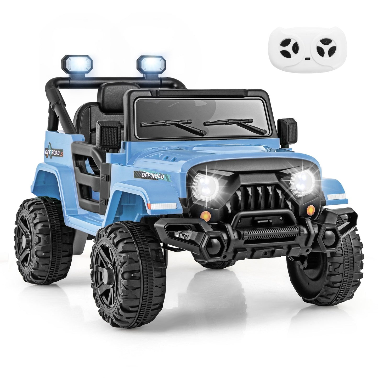 12V Kids Ride on Truck Car with Remote Control Threaded Wheels and 3 Speeds-Black