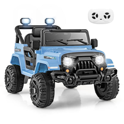 12V Kids Ride on Truck Car with Remote Control Threaded Wheels and 3 Speeds-Black