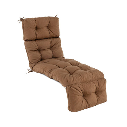 Outdoor Lounge Chaise Cushion with String Ties for Garden Poolside-Beige