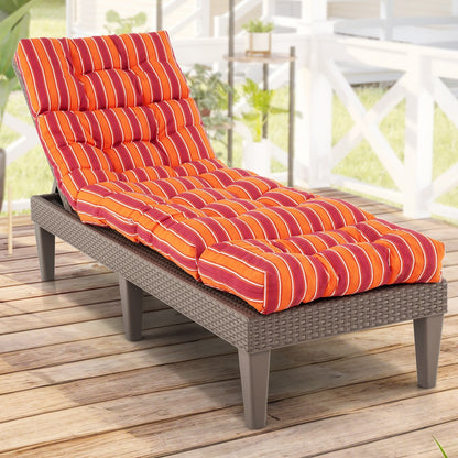 Outdoor Lounge Chaise Cushion with String Ties for Garden Poolside-Beige