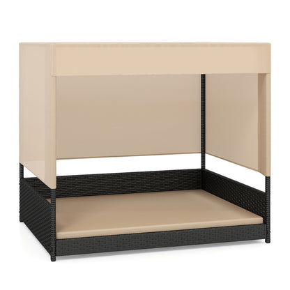 Elevated Wicker Dog House for Small to Medium Breeds-Black