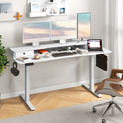 63 Inch x 24 Inch Electric Standing Desk with 2 Drawers-Black