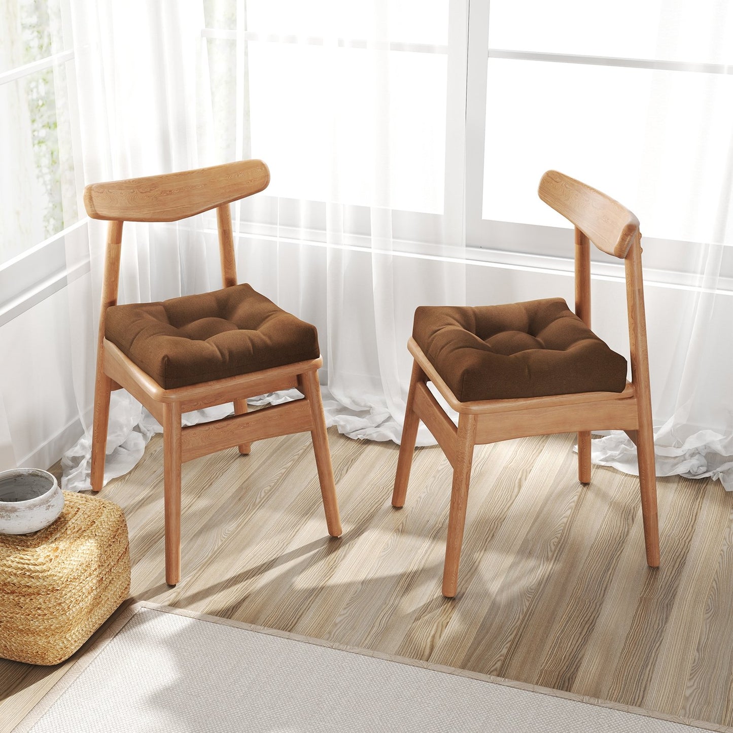 21 Inch  x 21 Inch Patio Chair Seat Cushion Pads for Indoor and Outdoor-Beige