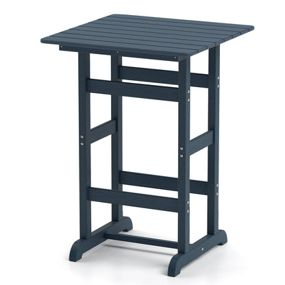 30 Inch Square Bar Table Dining Table with Slatted Tabletop for Poolside-Black