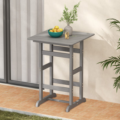30 Inch Square Bar Table Dining Table with Slatted Tabletop for Poolside-Black