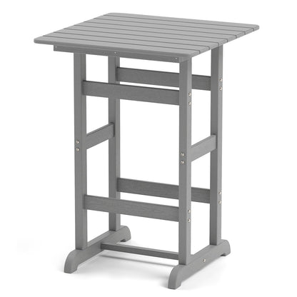 30 Inch Square Bar Table Dining Table with Slatted Tabletop for Poolside-Black