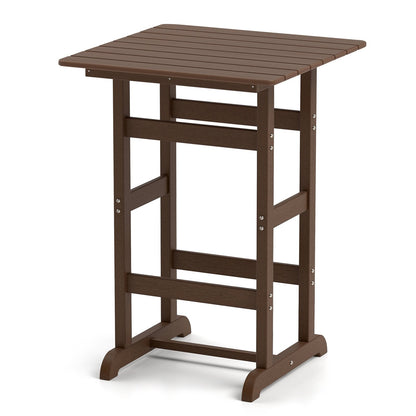 30 Inch Square Bar Table Dining Table with Slatted Tabletop for Poolside-Black