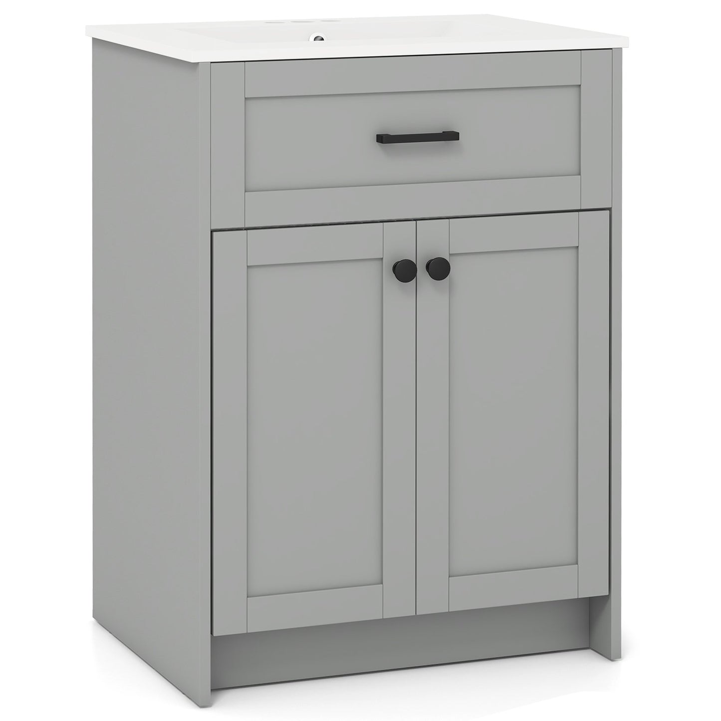 Bathroom Vanity Unit with Basin and 2 Doors-Gray