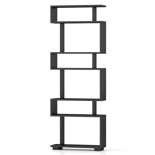 6-Tier Bookcase with Anti-Tipping Kit-Black