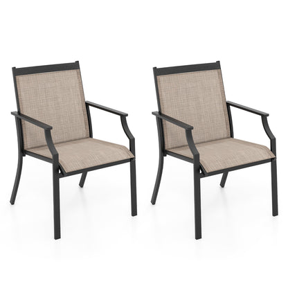 2 Piece Patio Dining Chairs Large Outdoor Chairs with Breathable Seat and Metal Frame-Blue
