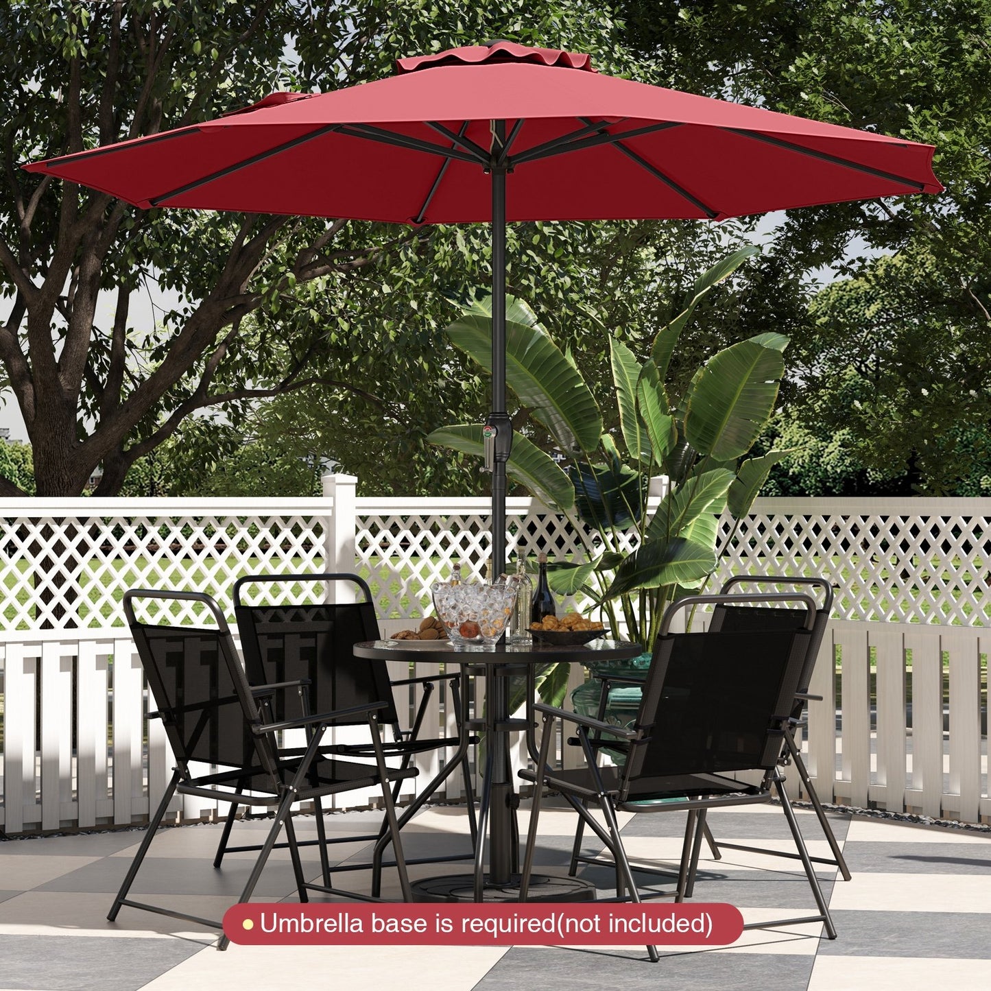 Outdoor Heavy Duty Market Umbrella with Crank Handle and 8 Sturdy Ribs-Beige