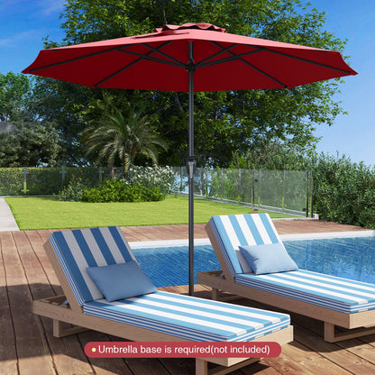 Outdoor Heavy Duty Market Umbrella with Crank Handle and 8 Sturdy Ribs-Beige
