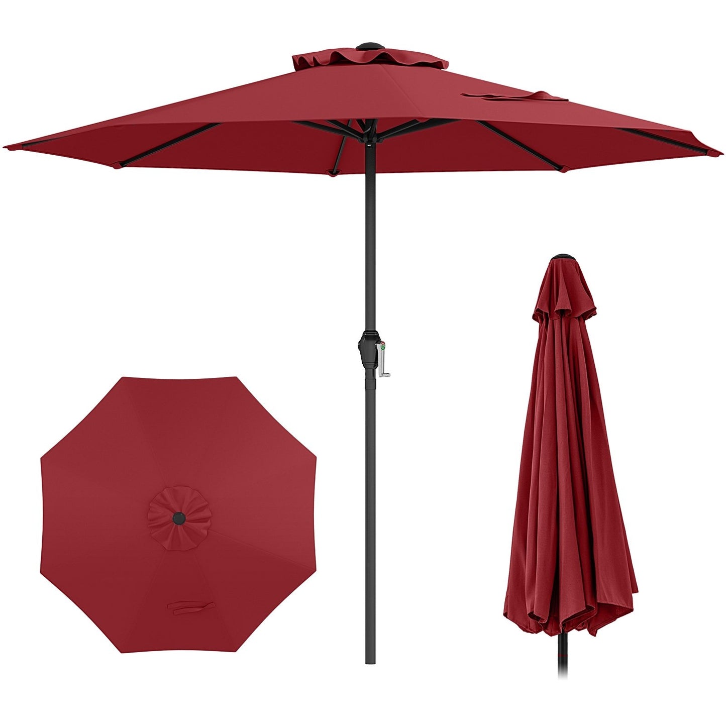 Outdoor Heavy Duty Market Umbrella with Crank Handle and 8 Sturdy Ribs-Beige