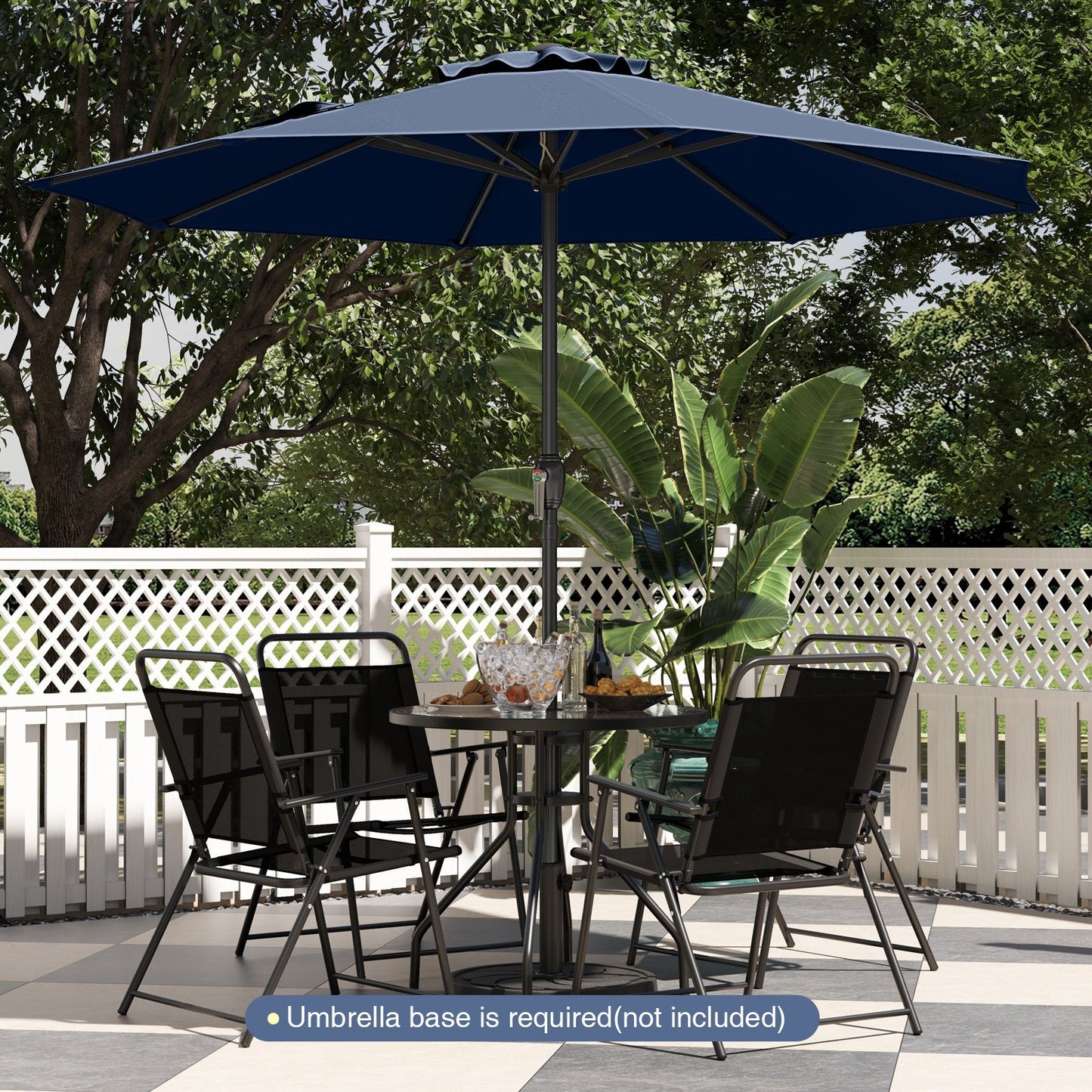 Outdoor Heavy Duty Market Umbrella with Crank Handle and 8 Sturdy Ribs-Beige