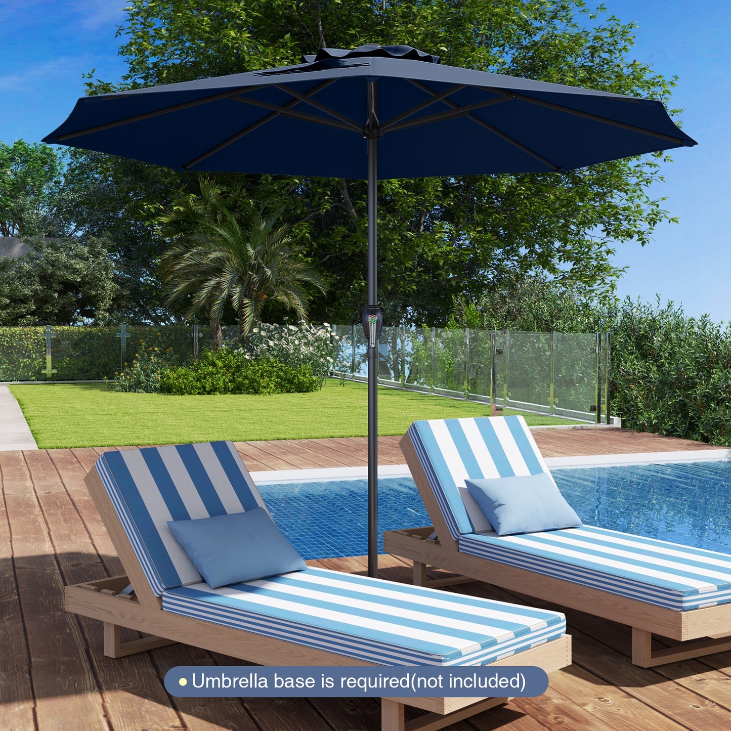 Outdoor Heavy Duty Market Umbrella with Crank Handle and 8 Sturdy Ribs-Beige