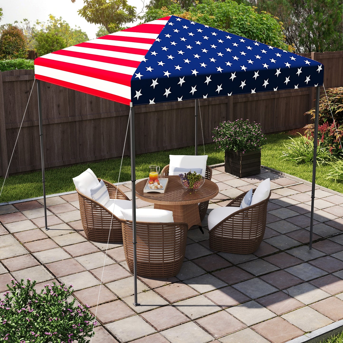 6.6 x 6.6 Feet Outdoor Pop-up Canopy Tent with UPF 50+ Sun Protection-Blue