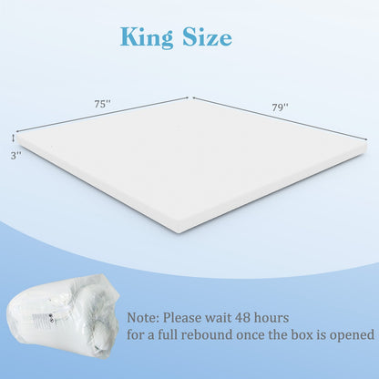 3 Inch Gel-Infused Memory Foam Mattress Topper with Removable Cover-Full Size