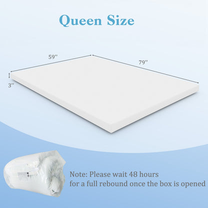 3 Inch Gel-Infused Memory Foam Mattress Topper with Removable Cover-Full Size