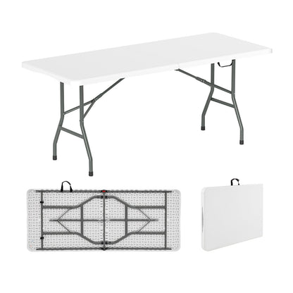 6 ft Portable Folding Table 350 LBS Fold-in-Half Table with HDPE Tabletop-Black