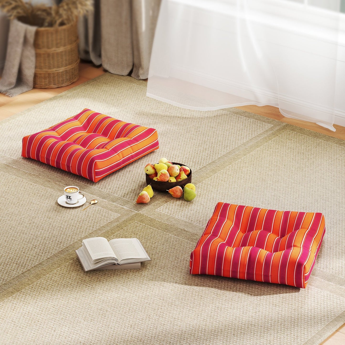 21 Inch  x 21 Inch Patio Chair Seat Cushion Pads for Indoor and Outdoor-Beige