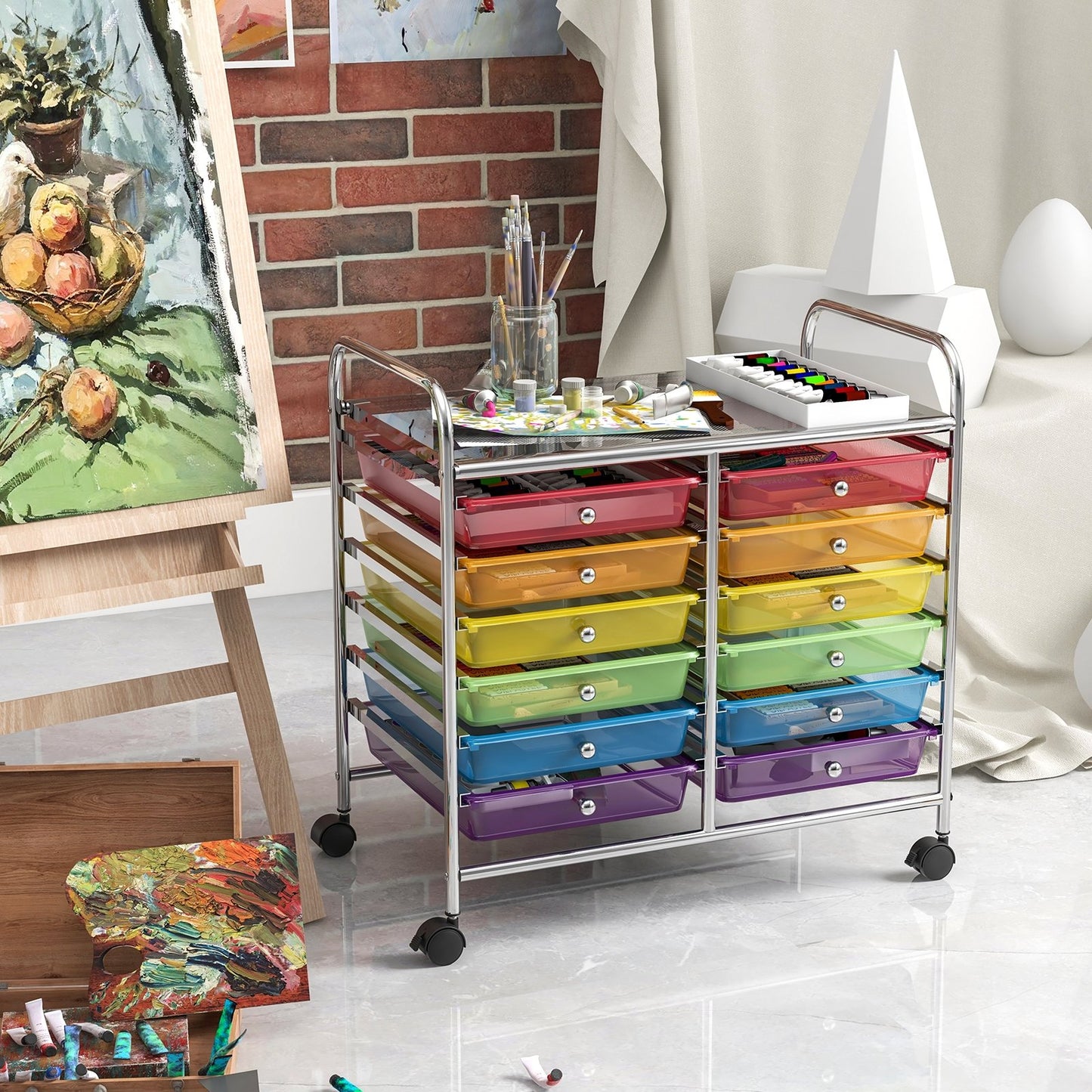 12 Drawers Rolling Storage Cart for Home and Office-Black