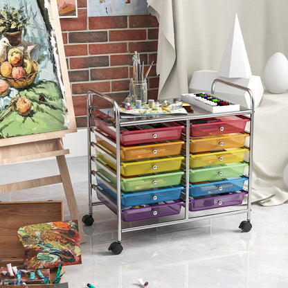 12 Drawers Rolling Storage Cart for Home and Office-Black