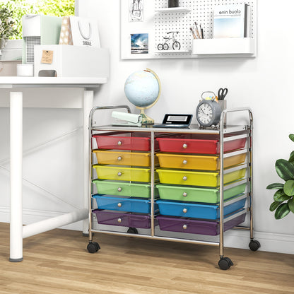 12 Drawers Rolling Storage Cart for Home and Office-Black