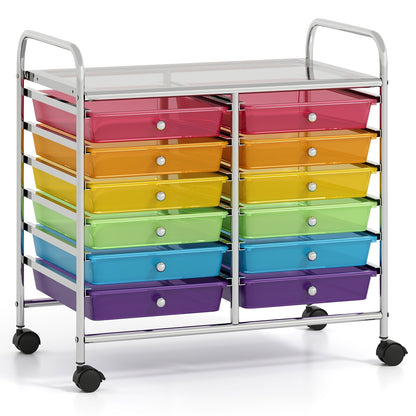 12 Drawers Rolling Storage Cart for Home and Office-Black