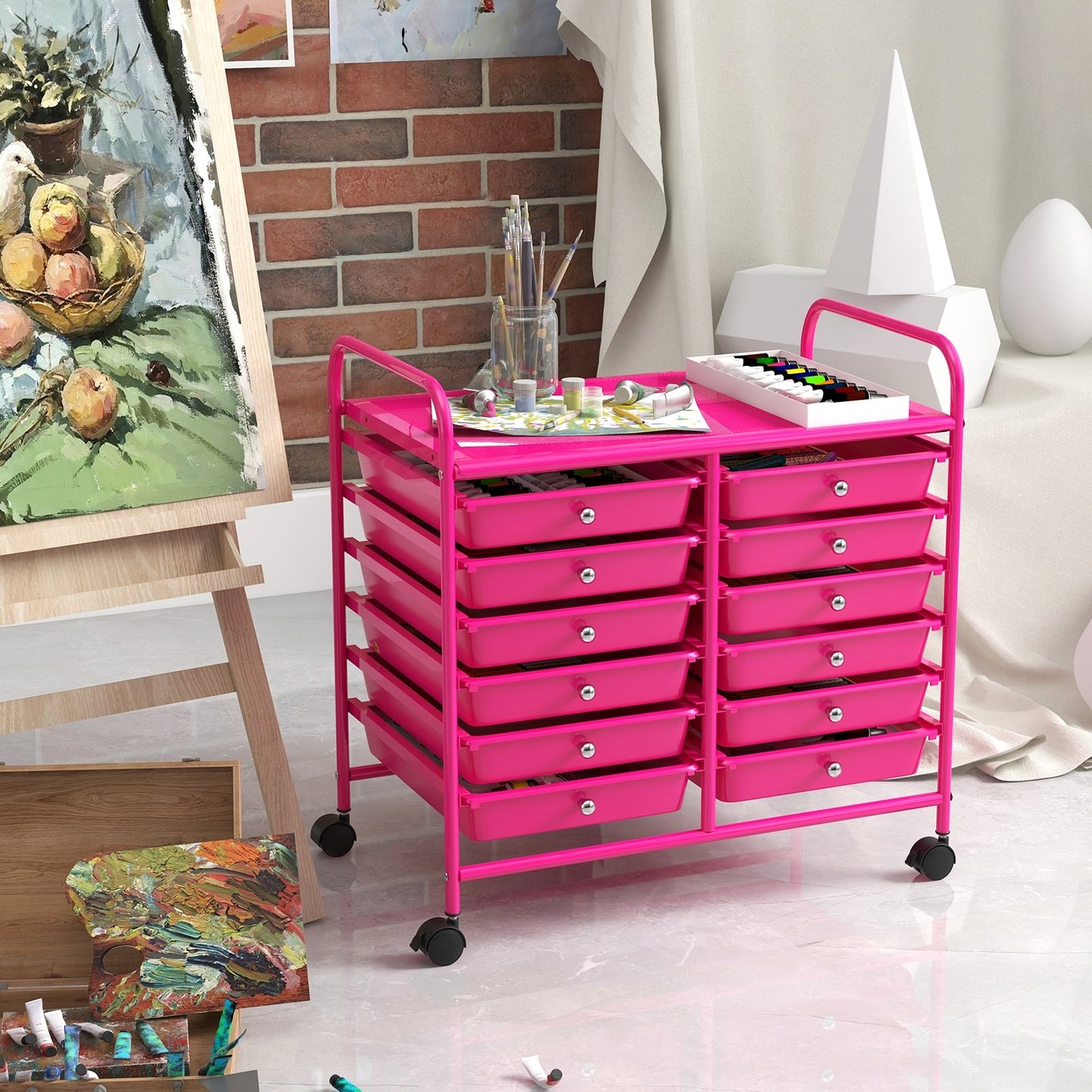 12 Drawers Rolling Storage Cart for Home and Office-Black