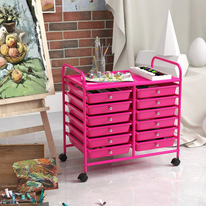 12 Drawers Rolling Storage Cart for Home and Office-Black