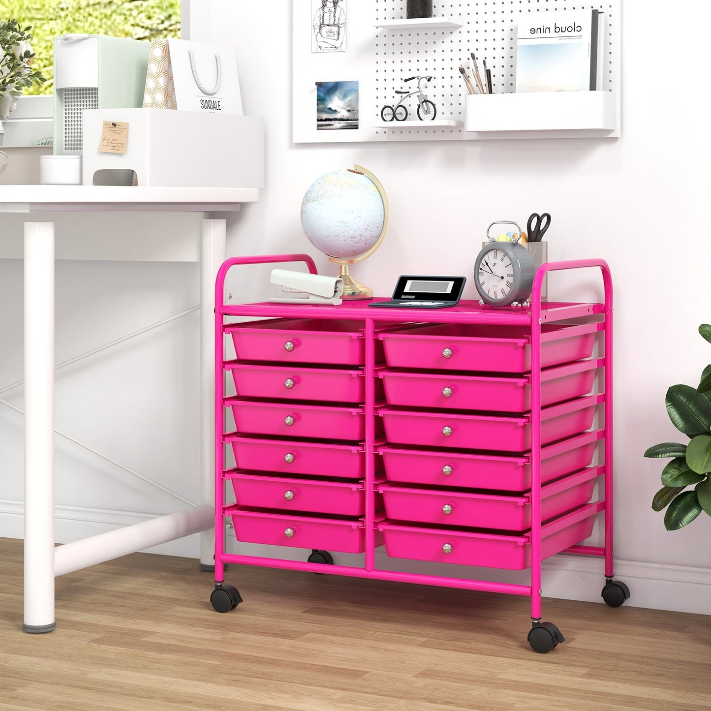 12 Drawers Rolling Storage Cart for Home and Office-Black
